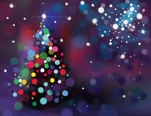 Obraz na płótnie Canvas Vector abstract Christmas tree bokeh background.