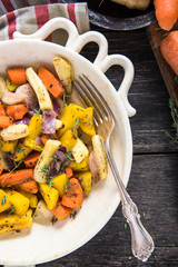 Roasted and baked root vegetables
