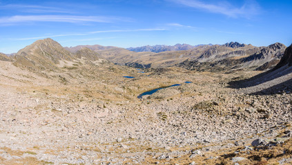 View of the lakes in the Lake Pessons, Andorra