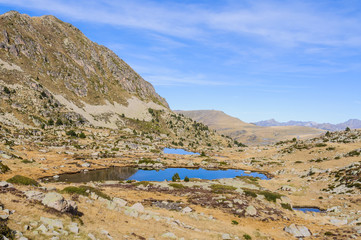 Solana lakes in the Lake Pessons, Andorra