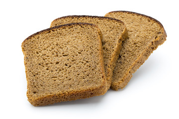 Dark rue bread on a white background.