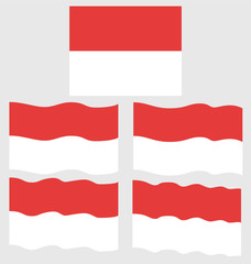 Flat and Waving Flag of Monaco