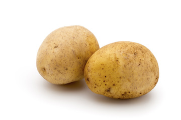 Potato isolated on white background close up.