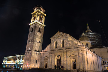 Fototapeta na wymiar Night view of the Turin Cathedral, Italy