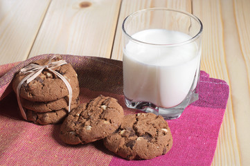 Milk with chocolate cookies