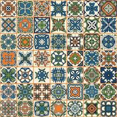 Foto op Canvas Naadloos patchworkpatroon, tegels, ornamenten © fafarumba
