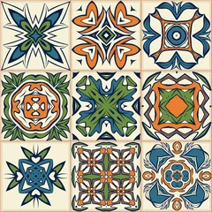 Papier peint Tuiles marocaines Motif patchwork sans couture, carreaux, ornements