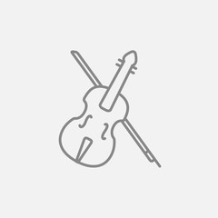 Violin with bow line icon.