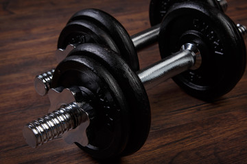 Naklejka premium Dumbbells on the floor