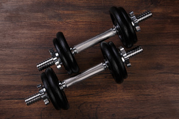 Naklejka premium Dumbbells on the floor