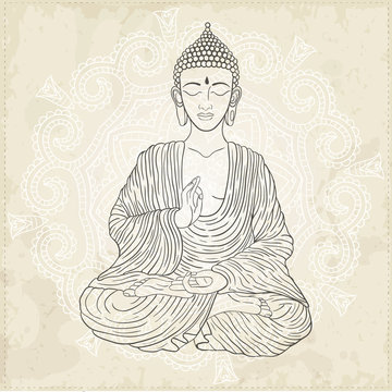 Vector illustration of Sitting Buddha.