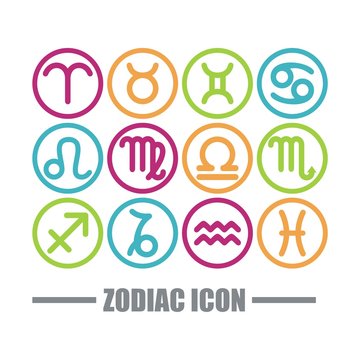 Zodiac Icon Full Color With Circle Design Vector