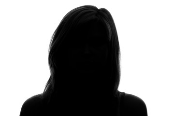 silhouette of a woman's face on a white background