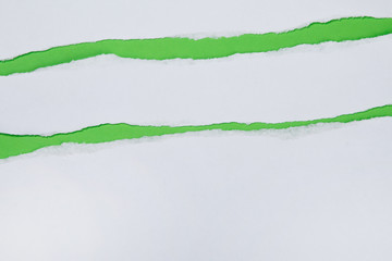 Torn paper on green background