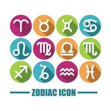 Zodiac Icon Full Color With Shadow Circle Design Vector 