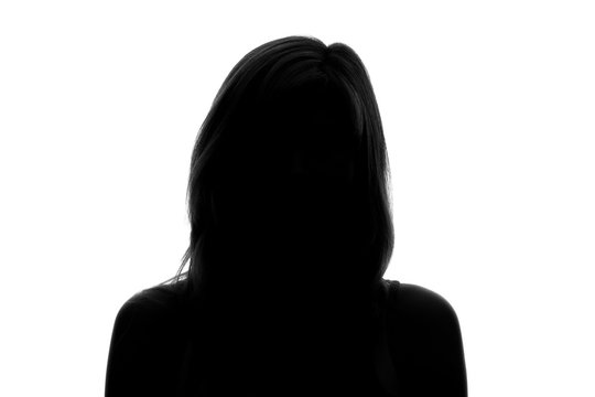 silhouette of a woman's face on a white background