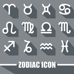 Zodiac Icon Black And White Color With Shadow Design Vector