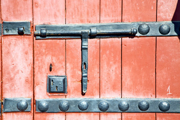 brown  morocco in africa the old red  rusty safe padlock