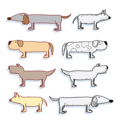 cartoon dog set, Vector illustration.