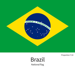 National flag of Brazil with correct proportions, element, colors