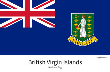 National flag of British Virgin Islands with correct proportions, element, colors - 97039291