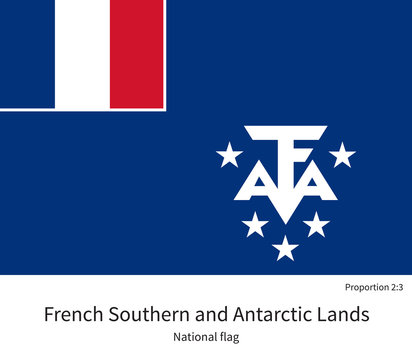 National flag of French Southern and Antarctic Lands with correct proportions, element, colors