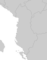 Karte von Albanien - Grau