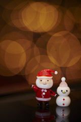 サンタと雪だるまの置物