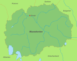 Fototapeta premium Mazedonien in Grün (beschriftet)