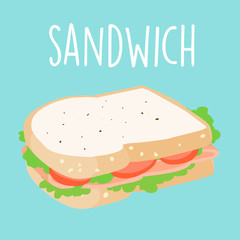 fresh ham sandwich graphic vector illustration