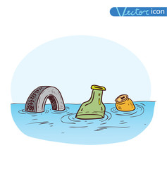 trash polluting waters, Vector