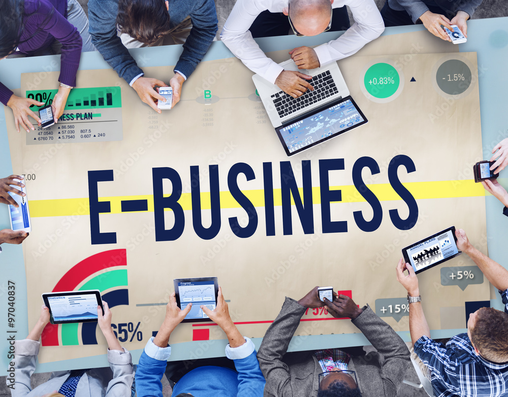 Poster e-business internet networking website commerce concept