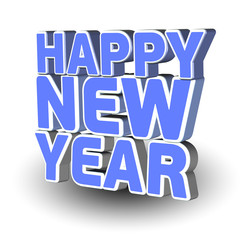 Inscription Happy New Year blue colors in 3D