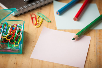 Sticky paper and color pencil