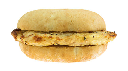 Microwaved grilled chicken breast sandwich