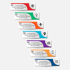 Colorful infographics template with steps, options. For infographic, banner, poster, web design, brochure, presentation. Vector illustration