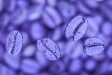 falling coffee beans closeup