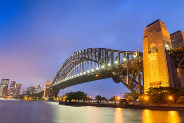 Papier Peint photo Sydney Harbour Bridge Horizon nocturne merveilleux de Sydney, Australie