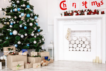 Christmas living room with Christmas Tree