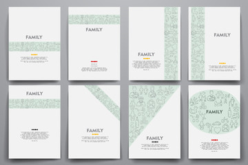 Naklejka premium Corporate identity vector templates set with doodles family theme