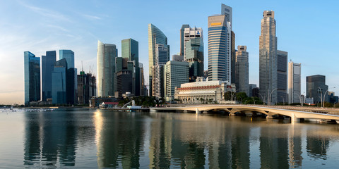 Fototapeta na wymiar Singapore skyline at central business district, Marina bay, Singapore. Panoramic image.
