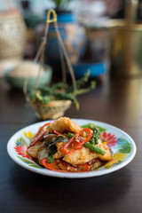 Stir fried fish. Thai foods.