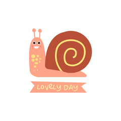 Cute snail with a sign for text