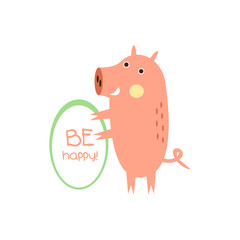 Cute piggy with a sign for text