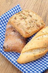 bread with spices on rustic napkin