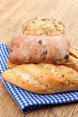 bread with spices on rustic napkin