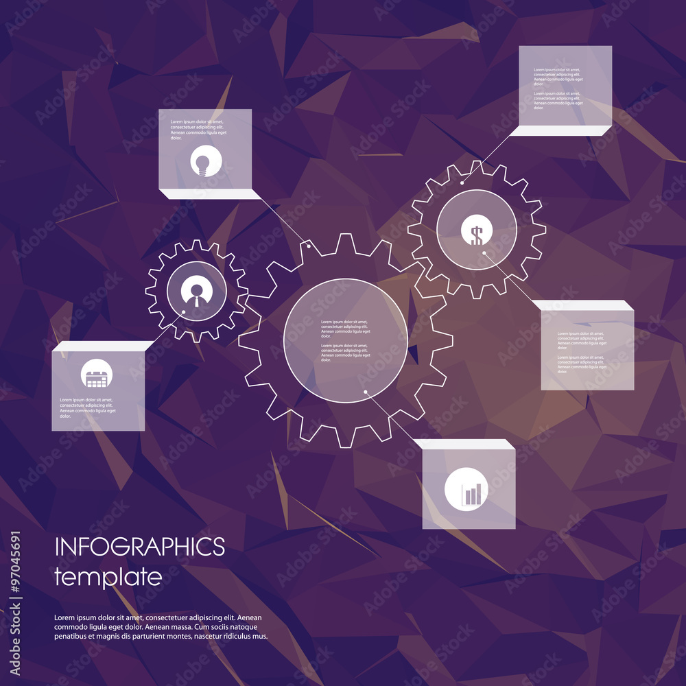 Poster infographics template with business icons and gears as a symbol of industry, engineering. statistics