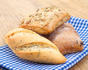 bread with spices on rustic napkin