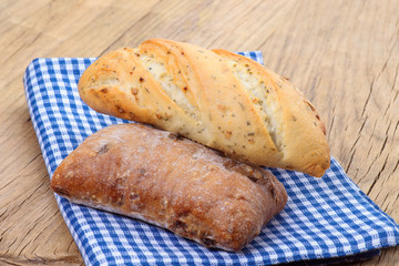 bread with spices on rustic napkin