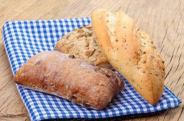 bread with spices on rustic napkin